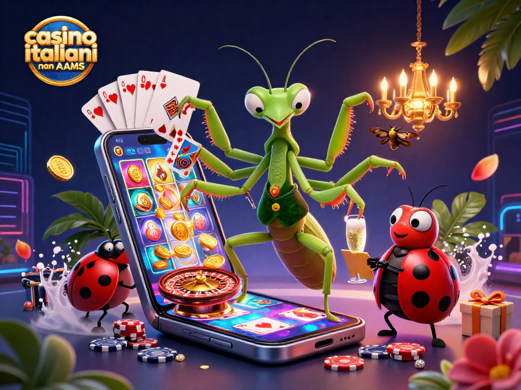 Vivi l'azione nei casinò italiani non AAMS mentre il cameriere serve giochi e premi scintillanti.