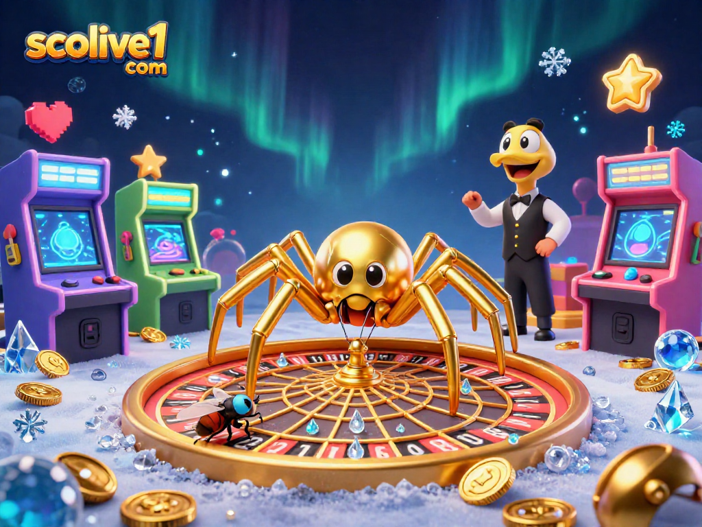 Experience the thrill of betting with socolive1 com in this vibrant casino scene featuring a playful spider and animated game elements.