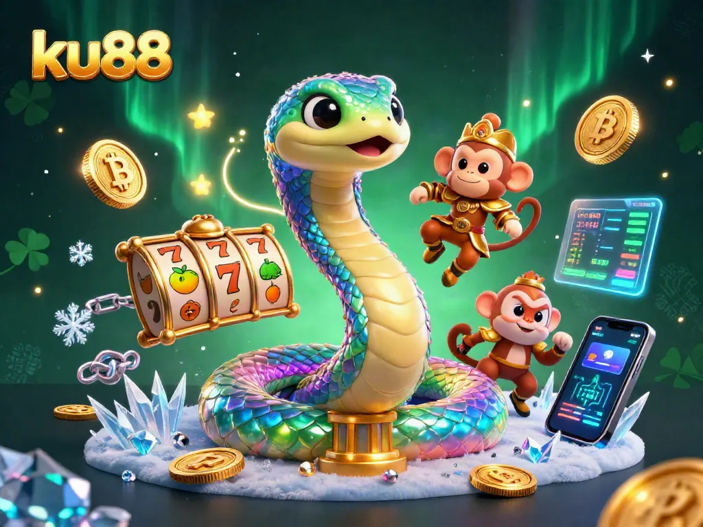 ku88 introduces vibrant online casino excitement with a playful rainbow serpent and golden monkey king