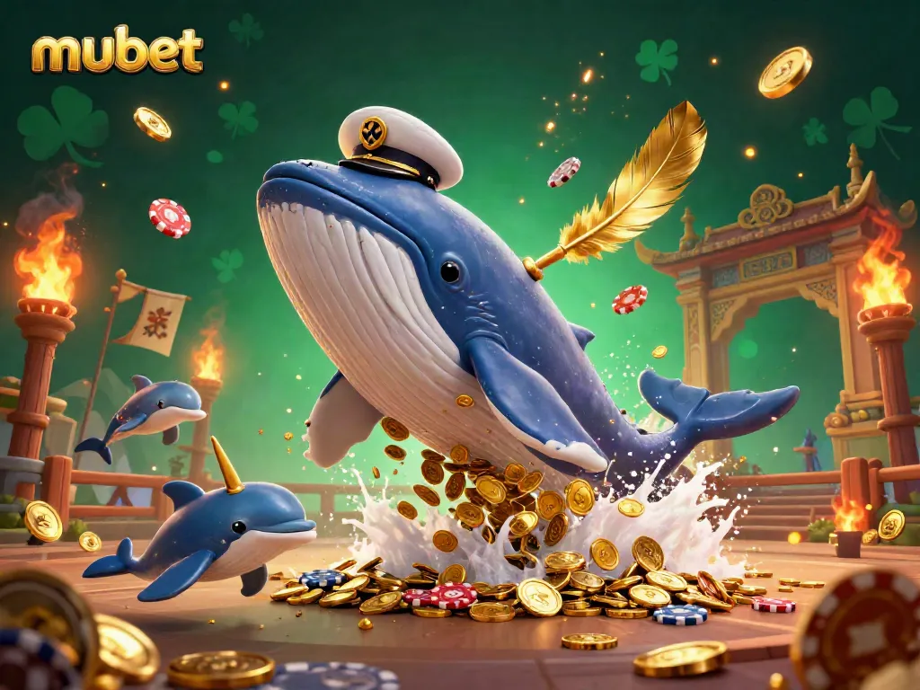Join the excitement at mubet with thrilling casino action featuring 3D whale, narwhal, and dolphins!