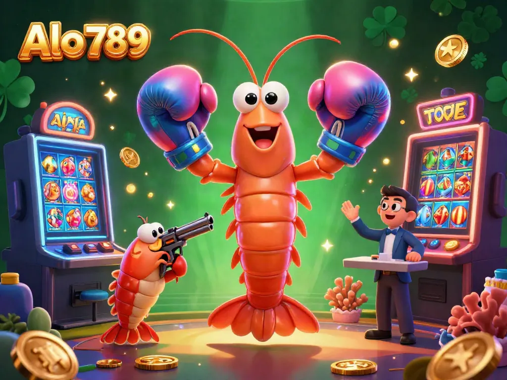Alo 789 showcases dynamic casino excitement with vibrant characters and vivid slot machines.