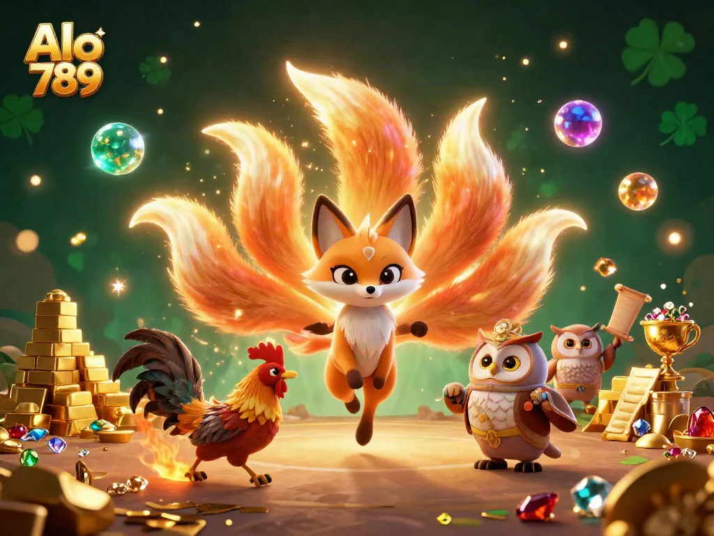 Engage in thrilling cockfighting action with Alo 789, featuring vibrant gaming elements and glowing characters.