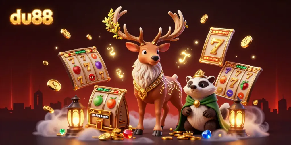 Experience thrilling moments at du88 with vibrant slot reels and jackpots surrounded by enchanting fantasy elements.