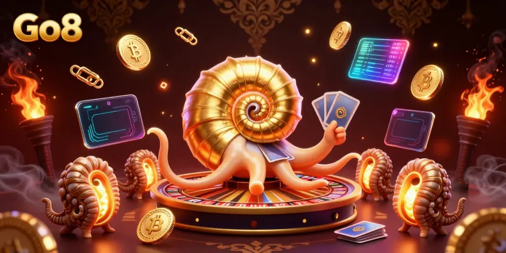 Experience thrilling Go8 gameplay with vibrant 3D casino elements and characters.