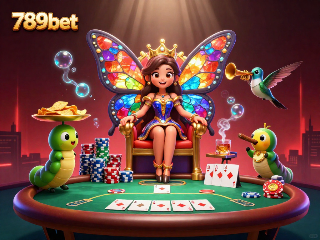 Experience thrilling casino action at 789bet with a vibrant 3D fantasy illustration featuring poker elements.