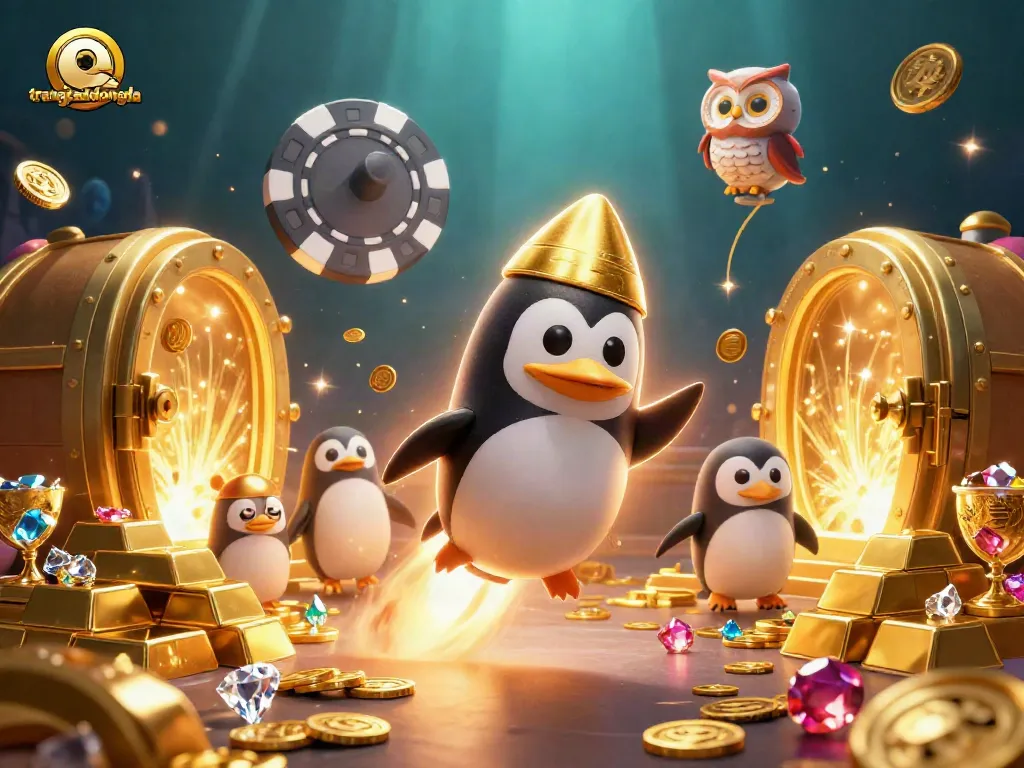 Experience the thrills of trangcadobongda as the golden penguin launches into a vibrant casino universe.