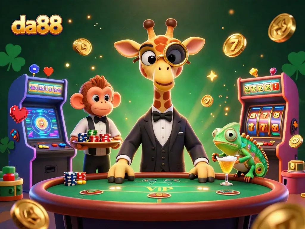 Experience the excitement of winning at da88 with high-roller characters and vibrant gaming elements.